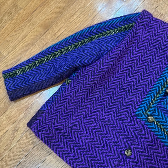 Vintage Fiberworks Handwoven Mohair Jacket Blazer Women’s Large XL Purple Blue - Picture 2 of 8